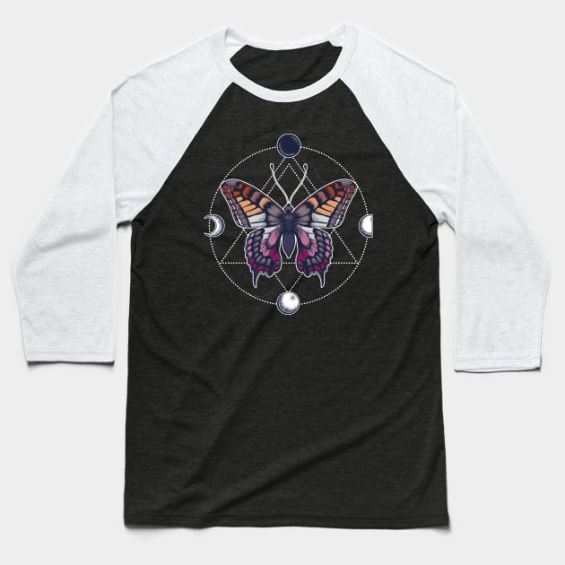 Lesbian Butterfly Baseball T-Shirt by Psitta